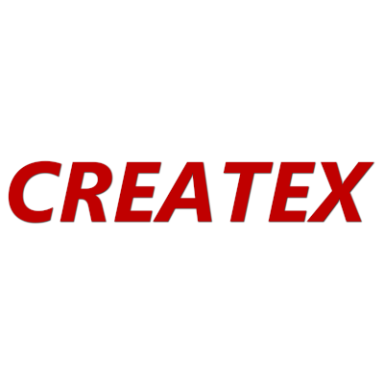 Logo von CREATE TEX in roter Schrift auf hellem Hintergrund.