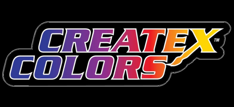 Createx Logo von Createx Colors mit bunten Schriftzügen auf schwarzem Hintergrund.